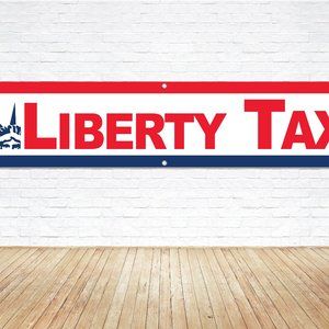 LIBERTY TAX 8ft. Vinyl Banner Sign Income Taxes Service Agent Office Display New